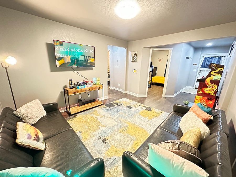 Kick back and relax in our laid-back living room, where comfort and entertainment collide!