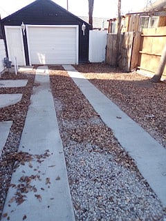 Long concreted driveway and garage available