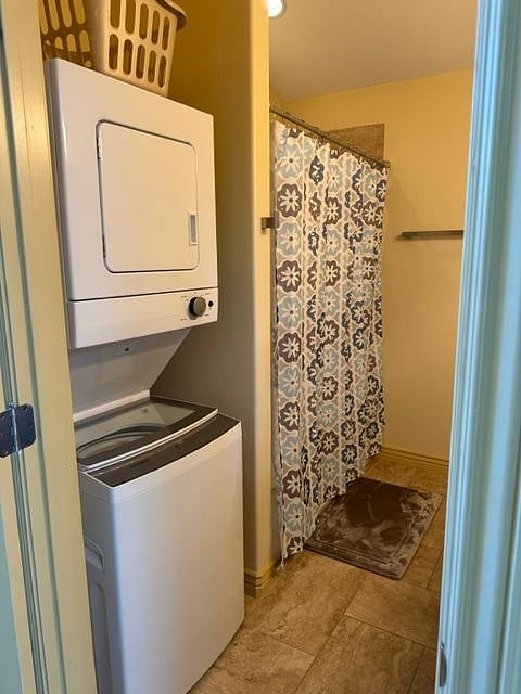 Washer and dryer in the hallway bathroom