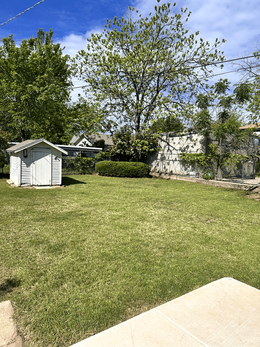 A fully fenced backyard with room to relax, enjoy the outdoors, and let the pups get their zoomies out.
