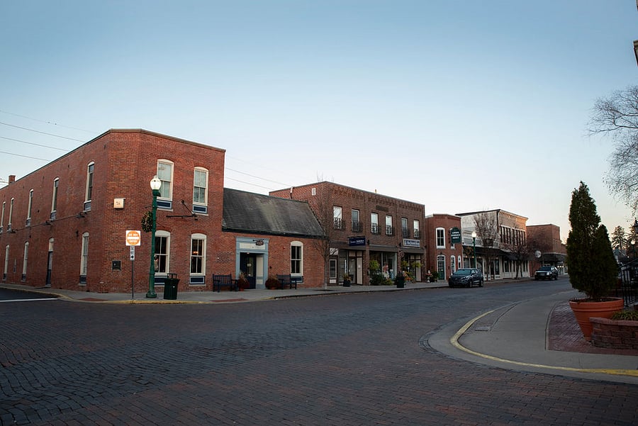 View of Main Street, looking at the apartment.