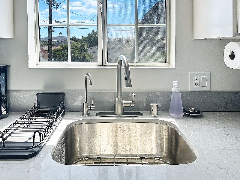 Deep sink with built in filtered water