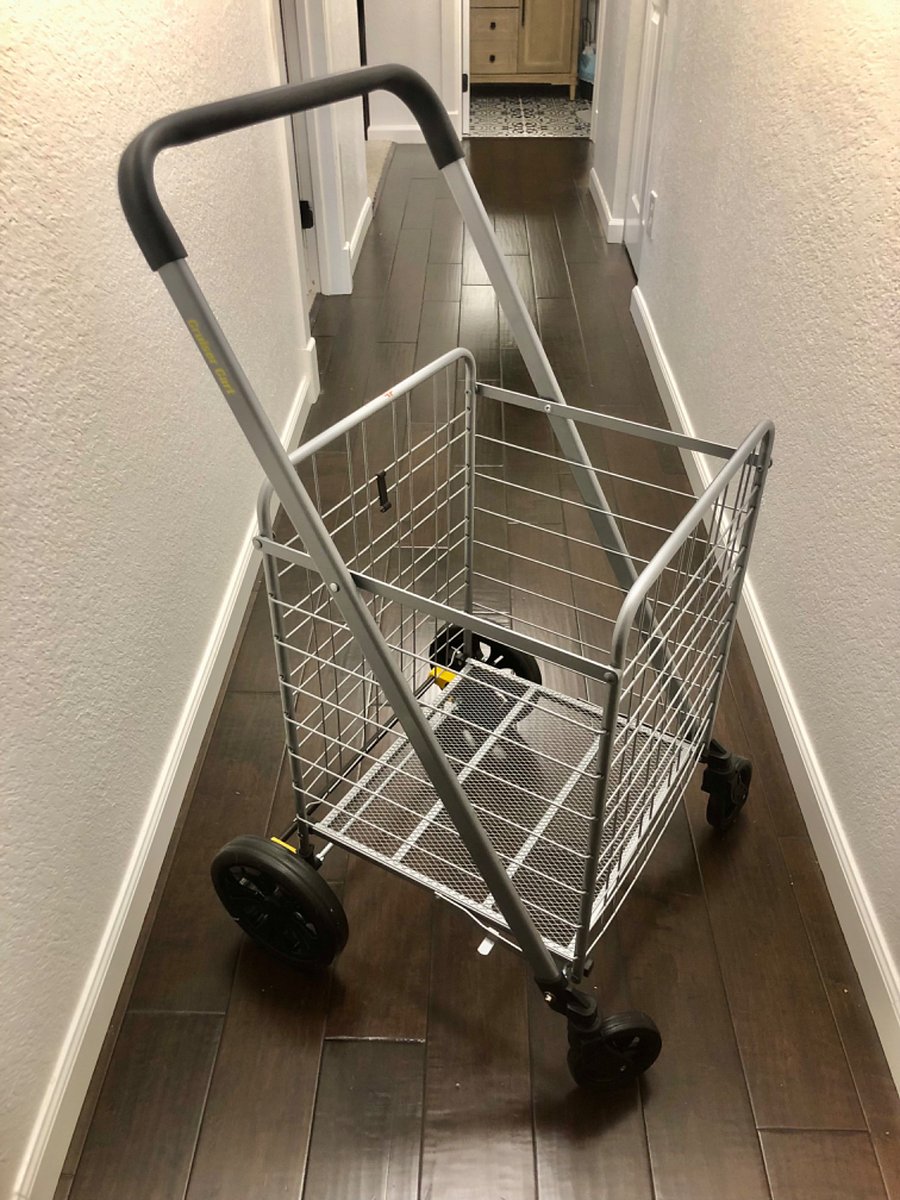 This handy dandy cart is for your use for those grocery and Target runs! Folds up flat.