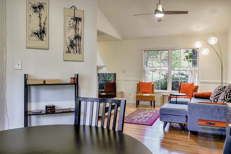 Open living room/dining room layout.