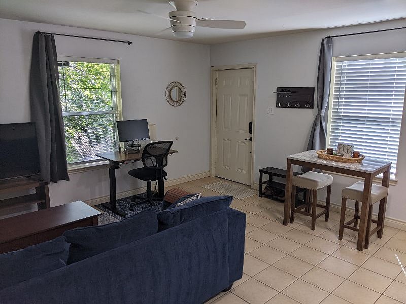 Open concept kitchen/living/dining. One bedroom and one full bathroom.