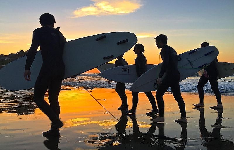 Surfers at Linda Mar Beach