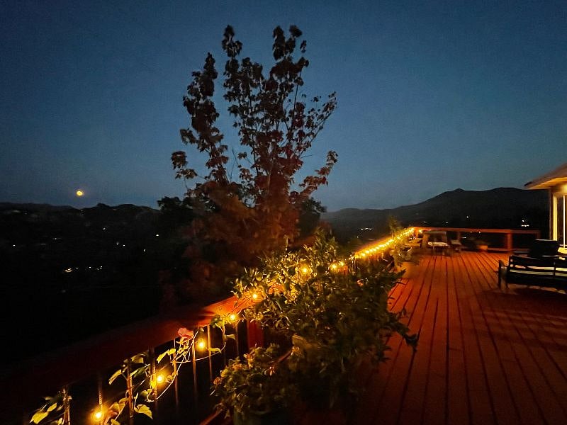 Beautiful moon rise from deck
