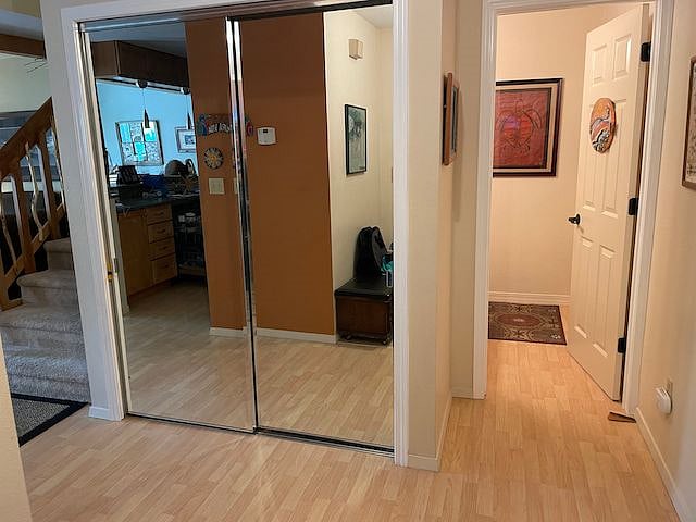 Mirrored closet door downstairs