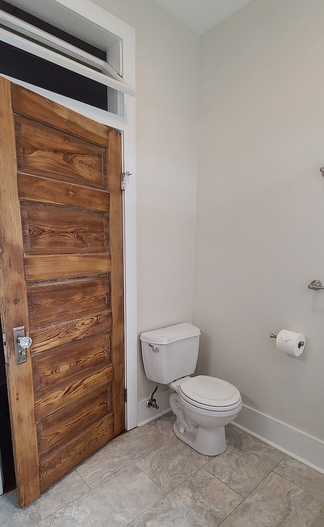 Bathroom with architectural detail.