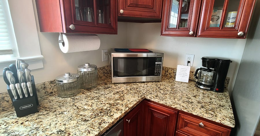 Kitchen appliances and amenities.