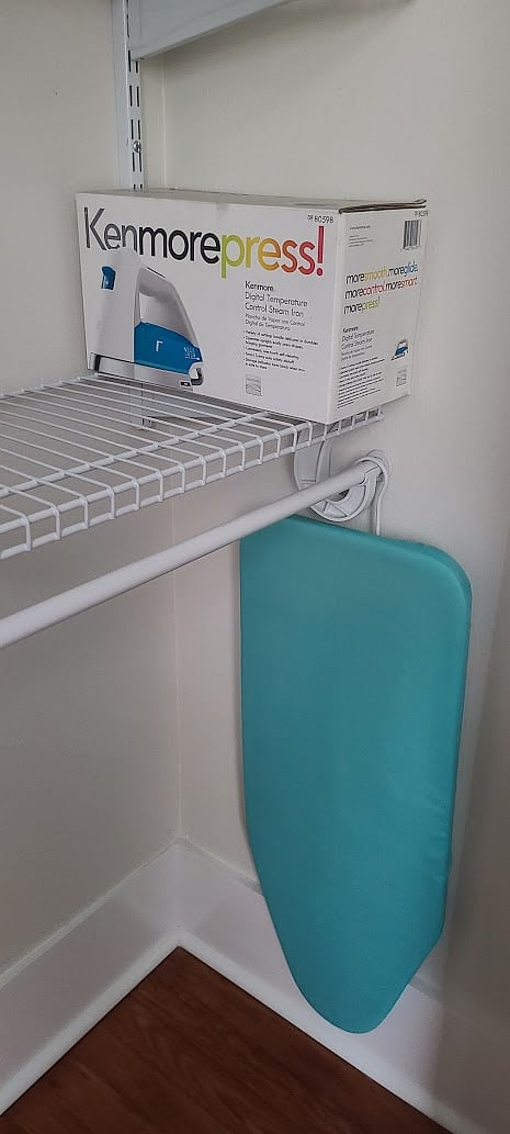 Steam iron and ironing board.