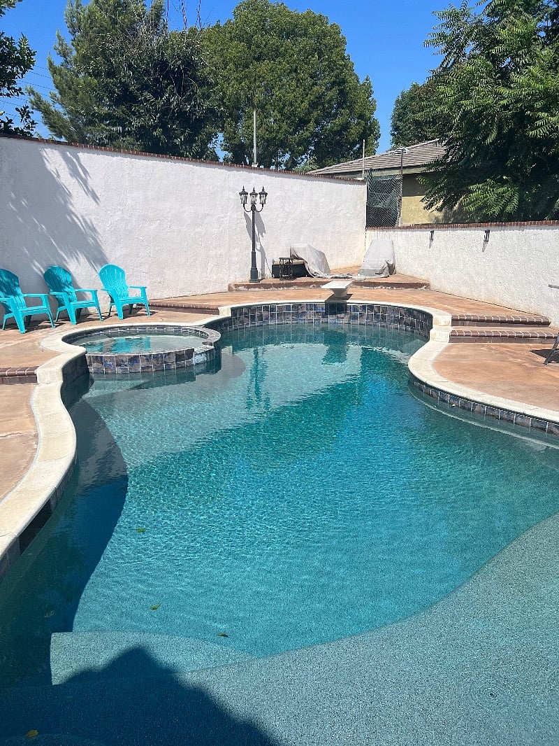 Another view of the pool in the backyard.