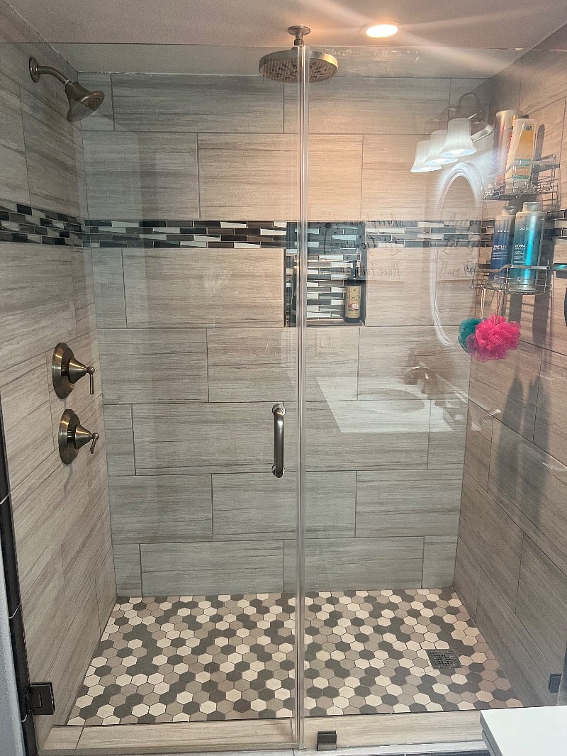 Downstairs bathroom with full shower.