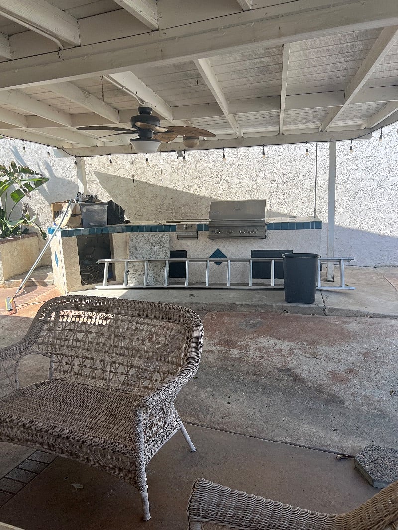 Patio area in backyard.