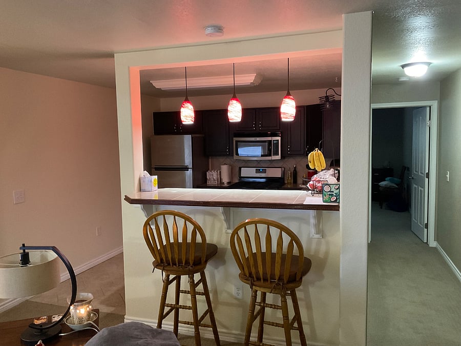 Counter with barstools