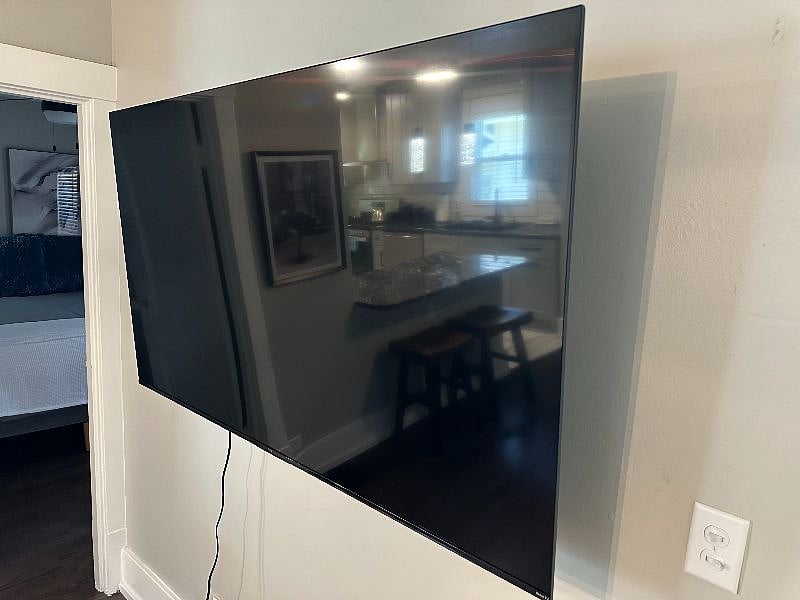 Large smart TV in the living room allows you to bring your favorite streaming services.