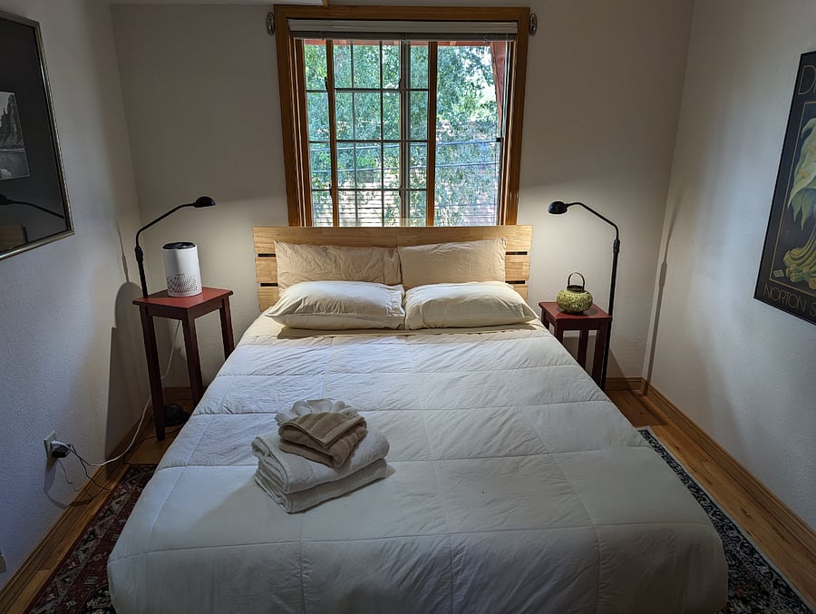 Queen bed in master bedroom