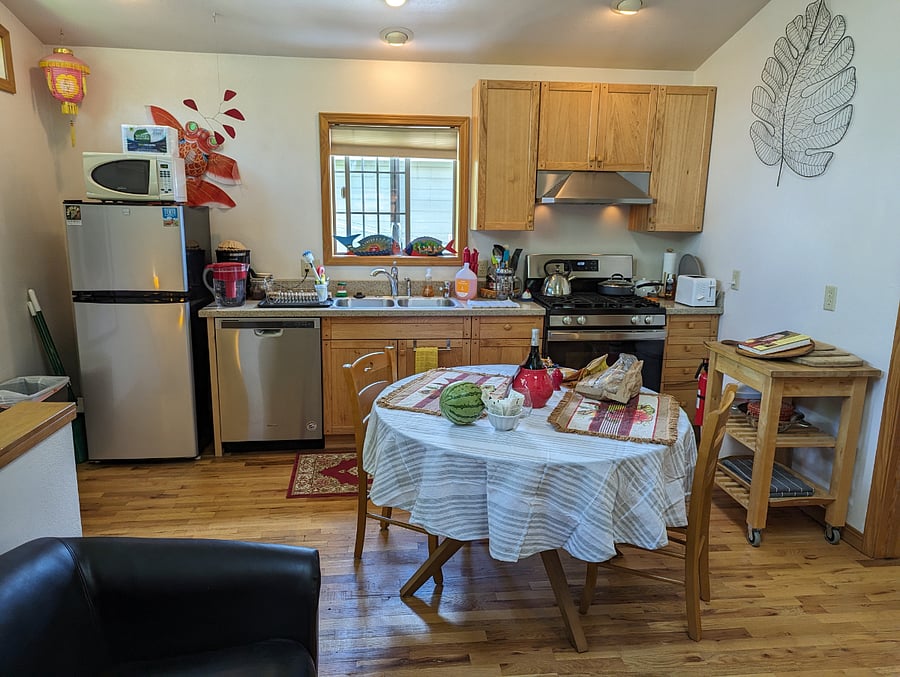 Full kitchen with gas range and dishwasher