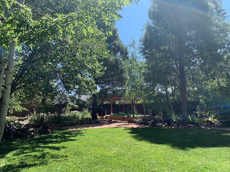 A lush sanctuary outside awaits. 