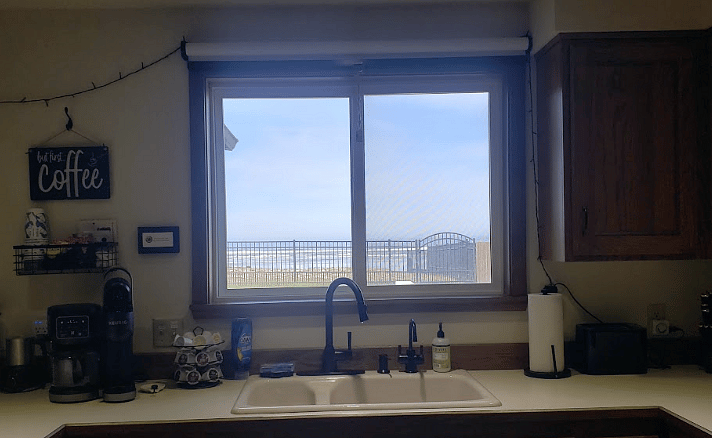 Enjoy the ocean view while doing the dishes.