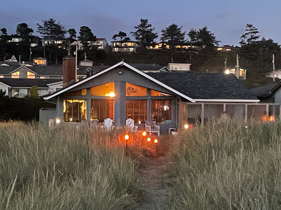 Walkway from the beach at night!