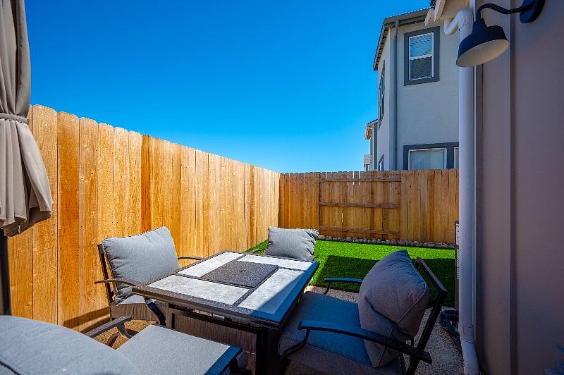 Outdoor table with firepit center