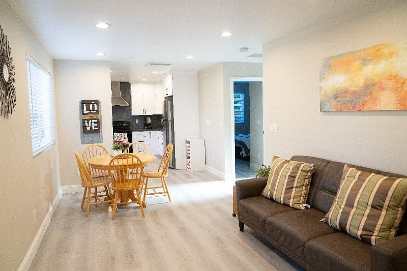 Living room and dining area