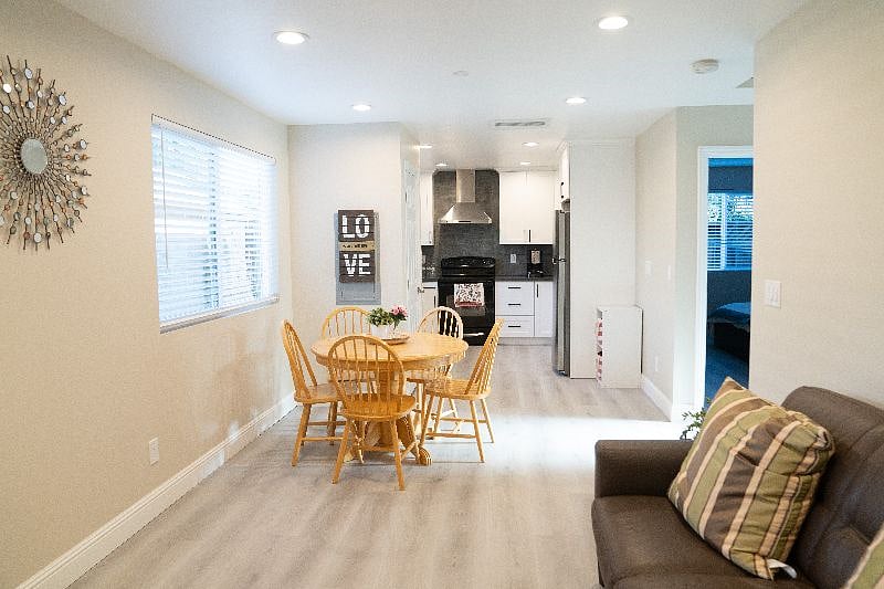 Living room and dining area
