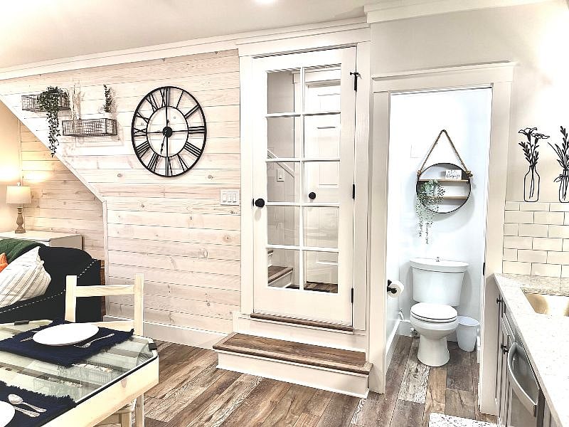 Downstairs half bath with pocket door