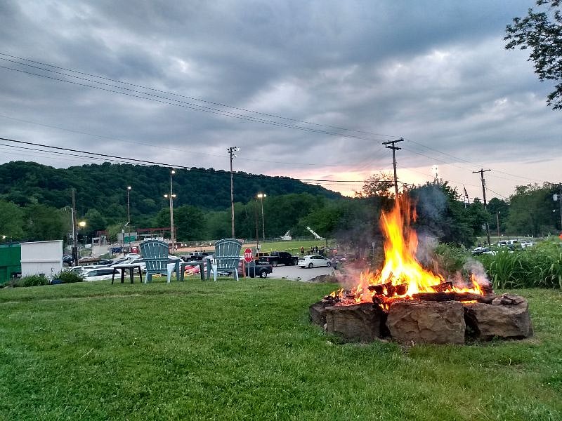 Side yard with view overlooking the trail and local park. The Youghiogheny River is in the distance.