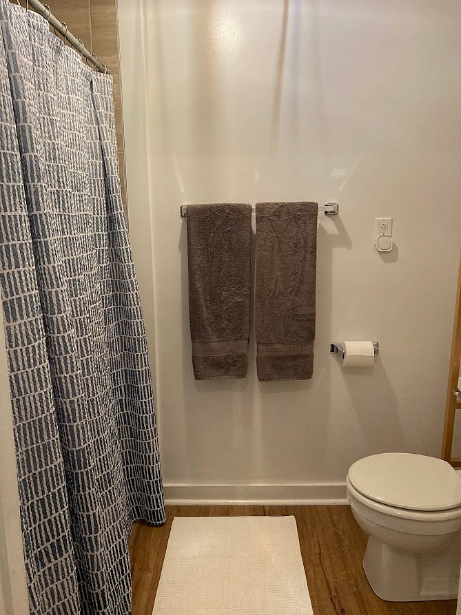 Bathroom with shower.