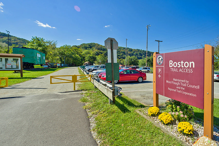 We are located adjacent to the Boston Trailhead of the Great Allegheny Passage, a 150 mile rail-trail that ultimately connects Pittsburgh to Washington D.C. via the C&O Canal Towpath.