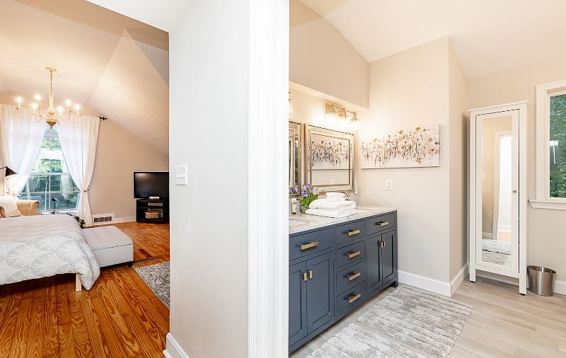 Master, Bedroom #1 - king size bed, room darkening curtains, TV, two walk in closets, Washer/Dryer and balcony