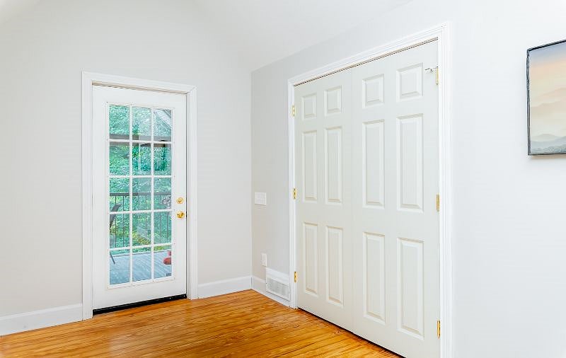 Doorway to covered balcony