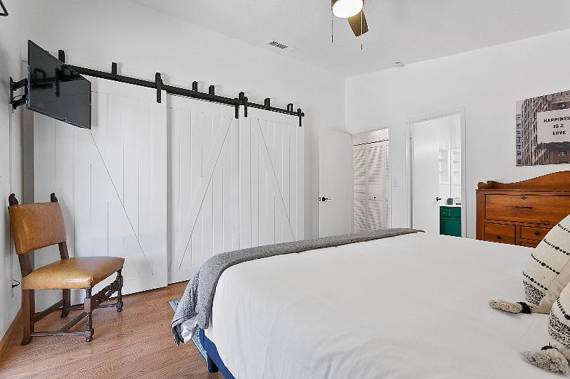 Enormous closet with barn doors.