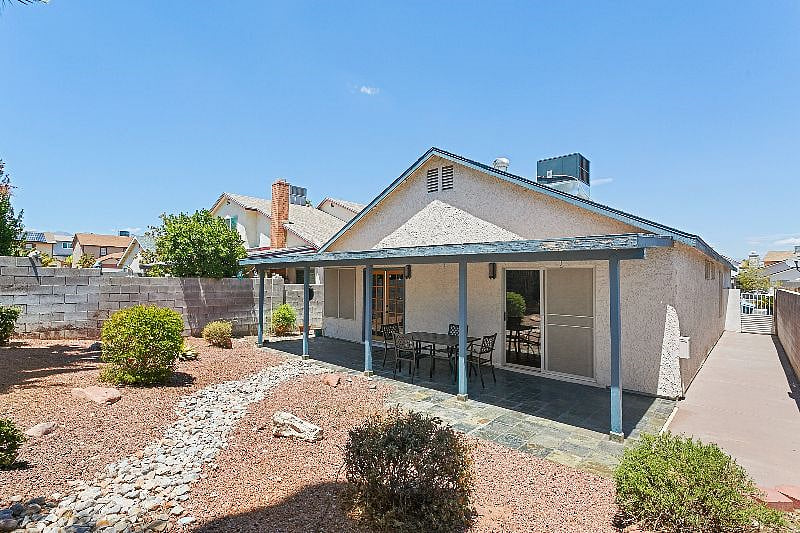 View of the enclosed backyard.