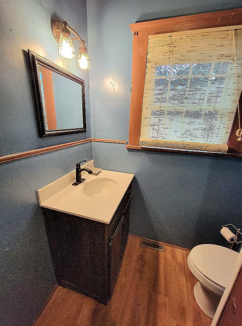 Vanity sink counter in bathroom