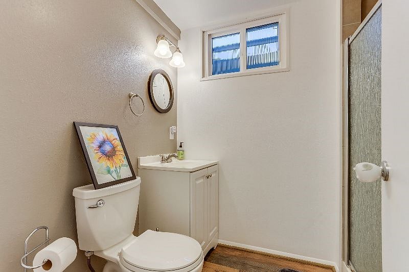 Basement bathroom with stand up shower