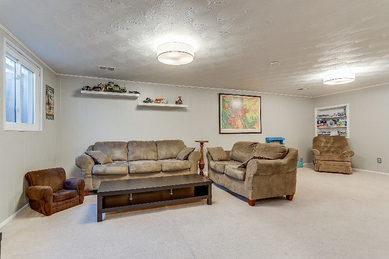 Basement living room and play area