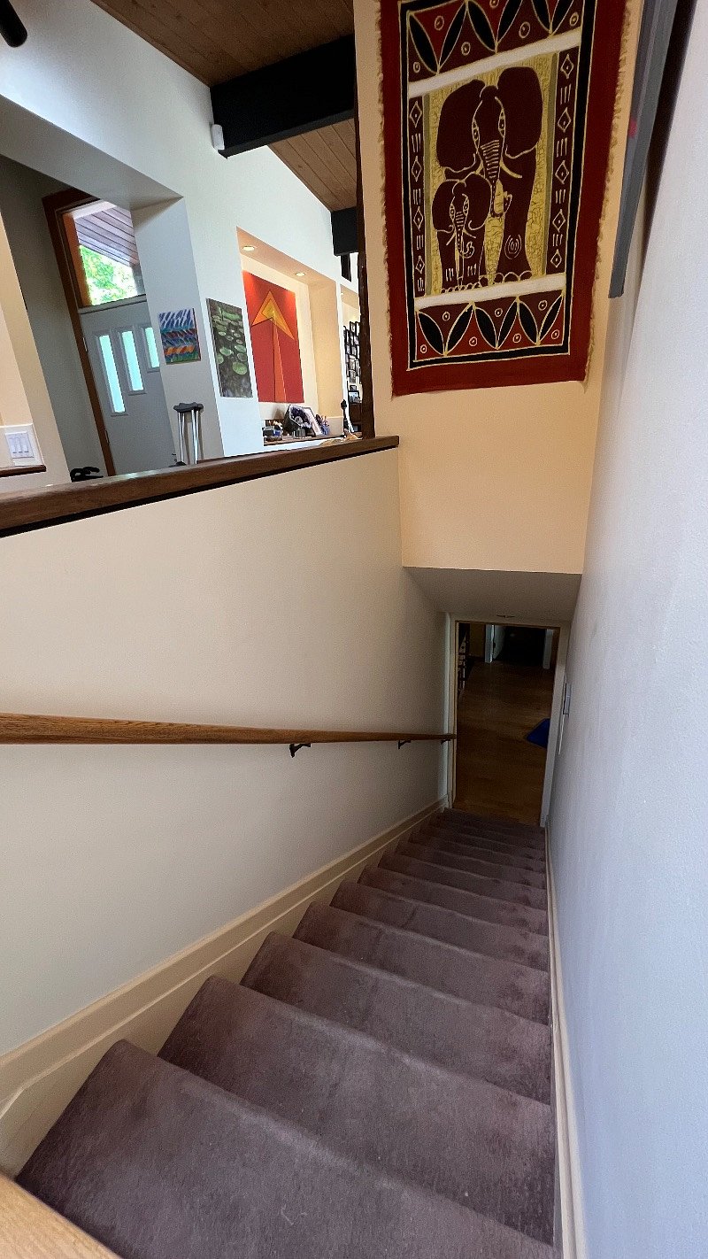 stairs to bedrooms, bathroom, gym