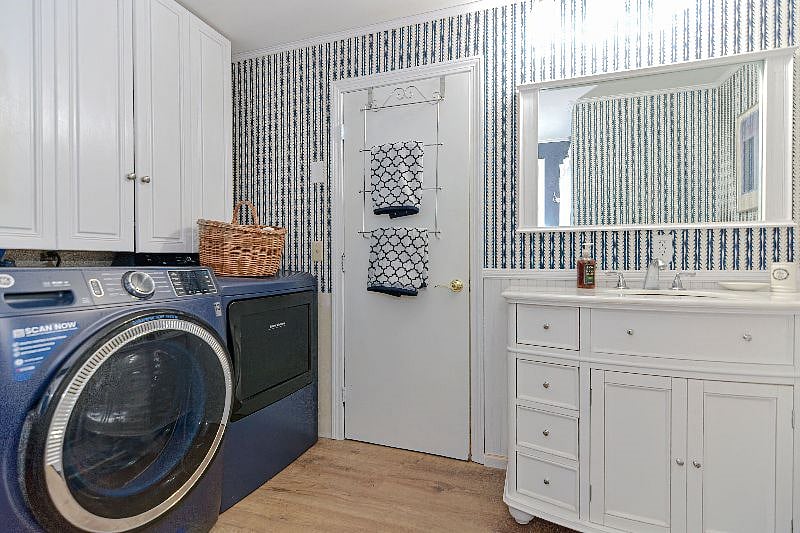 Lower Level Full Bath with Laundry and New Stall Shower