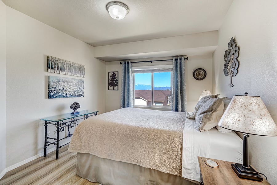 Welcome to our enchanting tree-themed bedroom where nature seamlessly blends with comfort. As you step inside, you'll be greeted by a serene ambiance inspired by the beauty of the outdoors & breathtaking views of the majestic Front Range mountains!