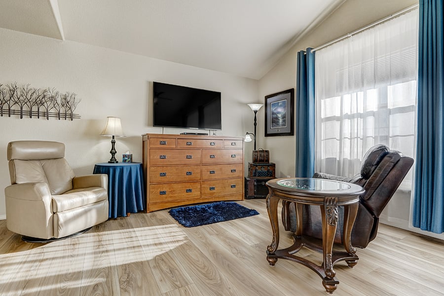Welcome to your serene retreat! Unwind in a comfortable recliner & enjoy your favorite show on the 55" smart TV. Keep your wardrobe organized in the large dresser or the spacious walk-in closet. This master suite is designed for ultimate relaxation