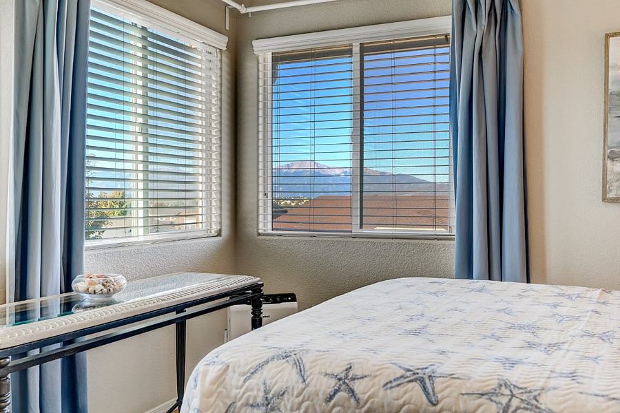 Enjoy the mountain views from the upper bedrooms.