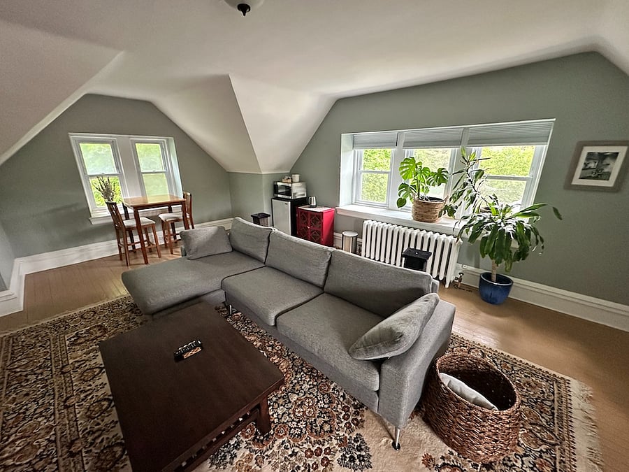 Private living area with TV and dining nook