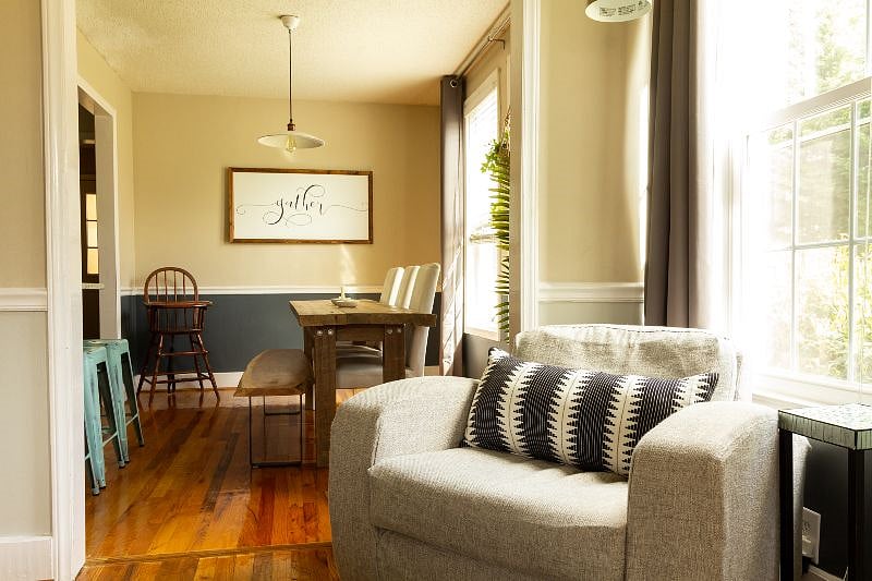 Dining area off of the kitchen and living room (note: we don't have a high chair anymore)