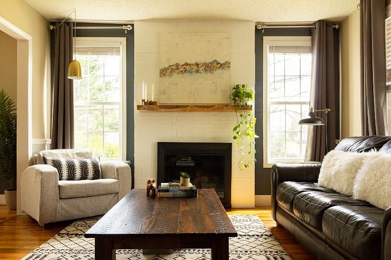 Ample seating in the living room area.