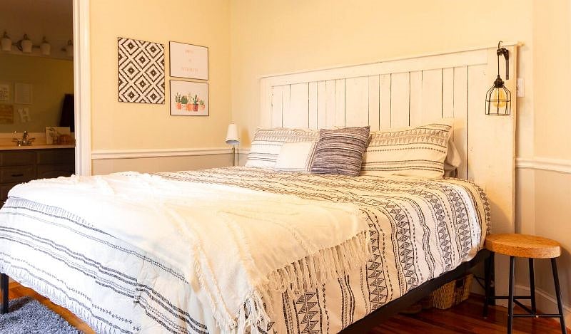 We love this bed. Guests have commented on the comfortable mattress.