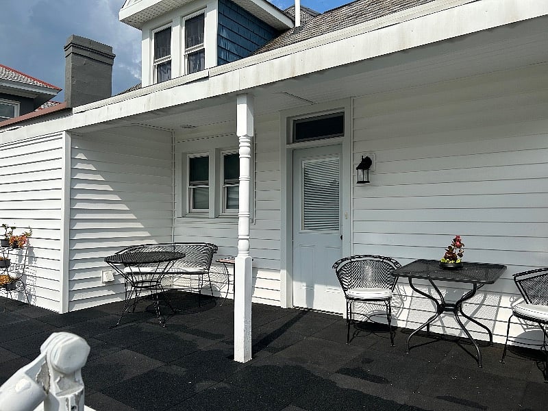 Large balcony deck is perfect for outdoor entertaining