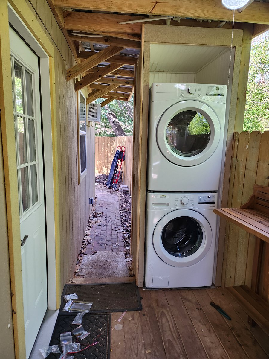 We decided to add a washer and dryer to the back patio